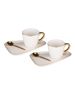 Asteria White Espresso Cup & Saucer - 2 pack