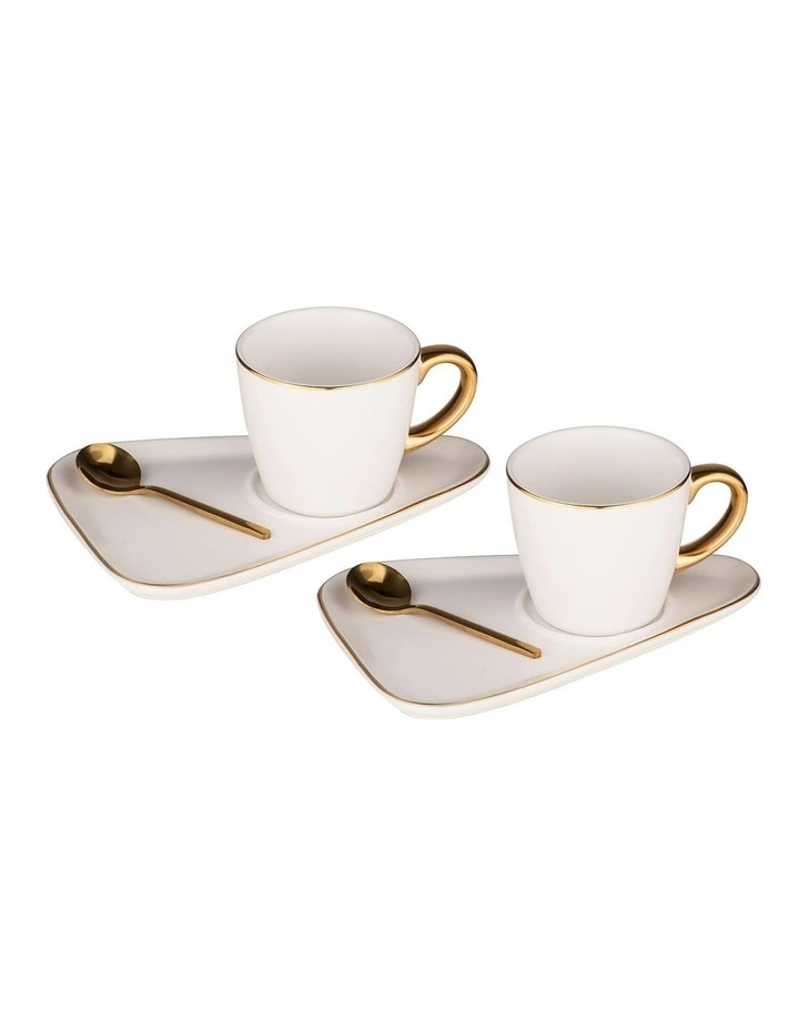Asteria White Espresso Cup & Saucer - 2 pack image 1