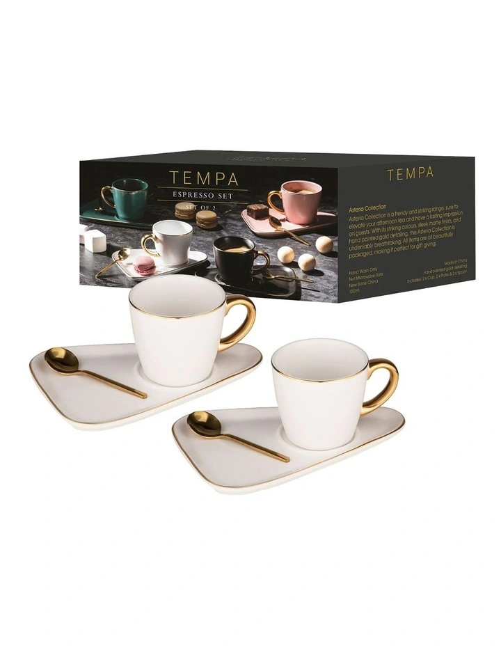Asteria White Espresso Cup & Saucer - 2 pack image 2