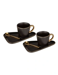 Asteria Black Espresso Cup & Saucer - 2 pack