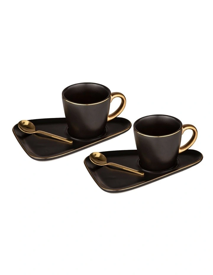 Asteria Black Espresso Cup & Saucer - 2 pack image 1