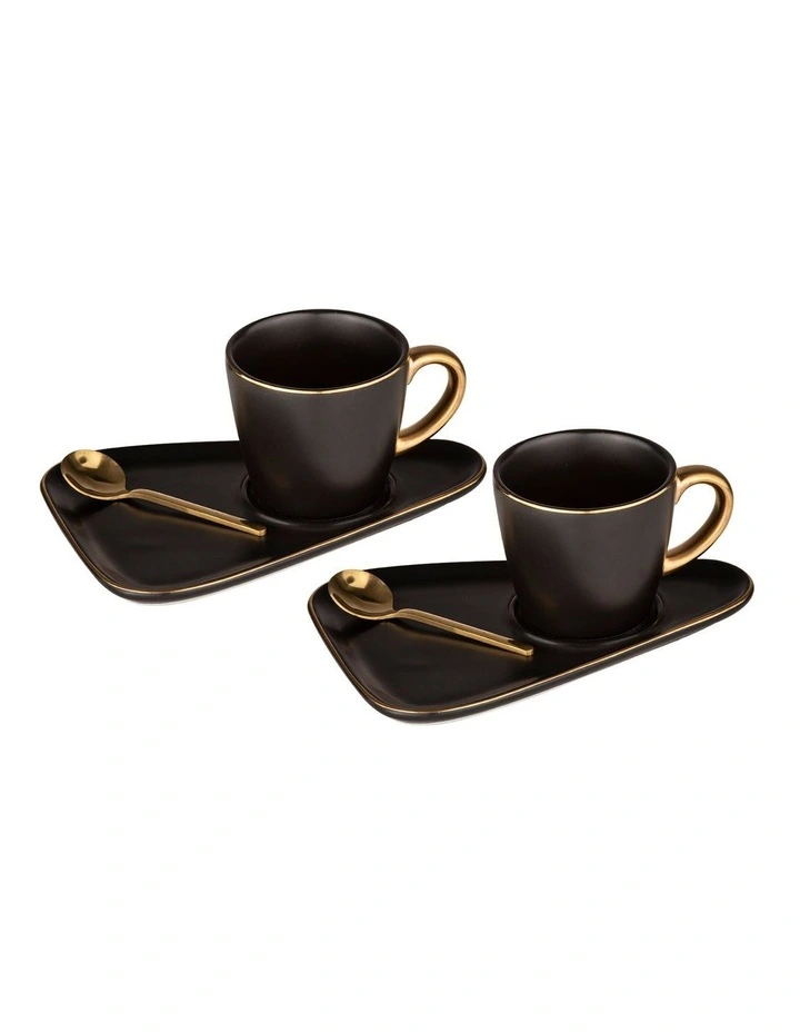 Asteria Black Espresso Cup & Saucer - 2 pack image 1