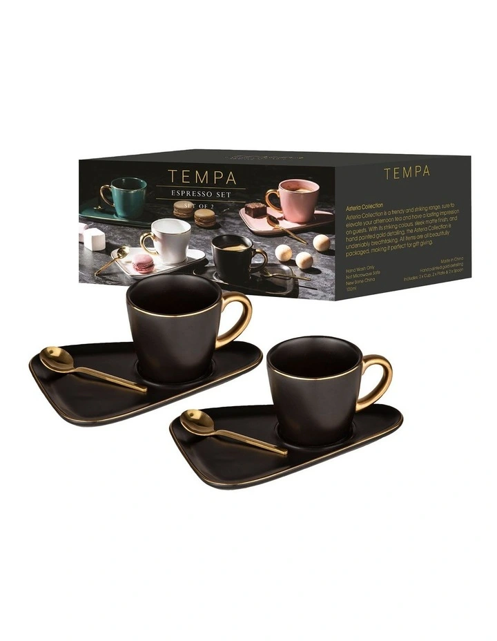 Asteria Black Espresso Cup & Saucer - 2 pack image 2