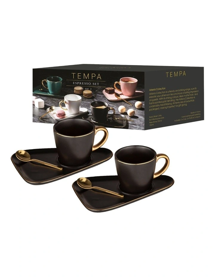 Asteria Black Espresso Cup & Saucer - 2 pack image 2