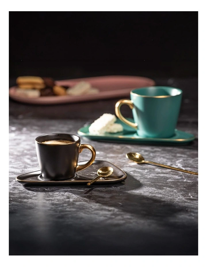 Asteria Black Espresso Cup & Saucer - 2 pack image 3