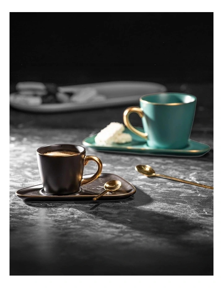 Asteria Black Espresso Cup & Saucer - 2 pack image 3