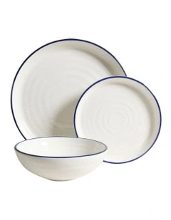 Hampton Dinner Set 12 Pieces in White/Blue