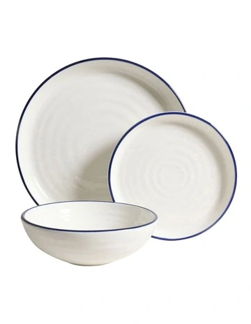 Hampton Dinner Set 12 Pieces in White/Blue