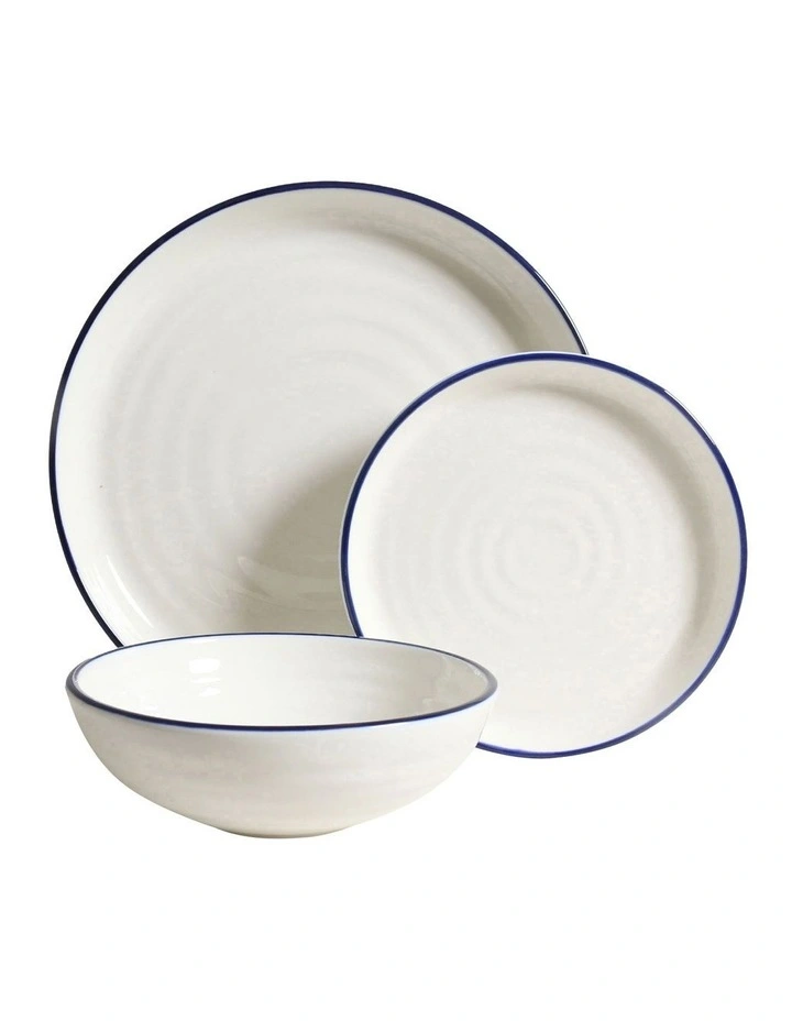 Hampton Dinner Set 12 Pieces in White/Blue image 1