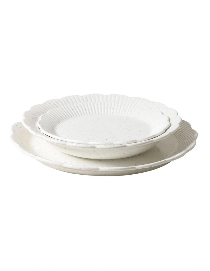 Petal 12 Piece Dinner Set in Speckled White image 3