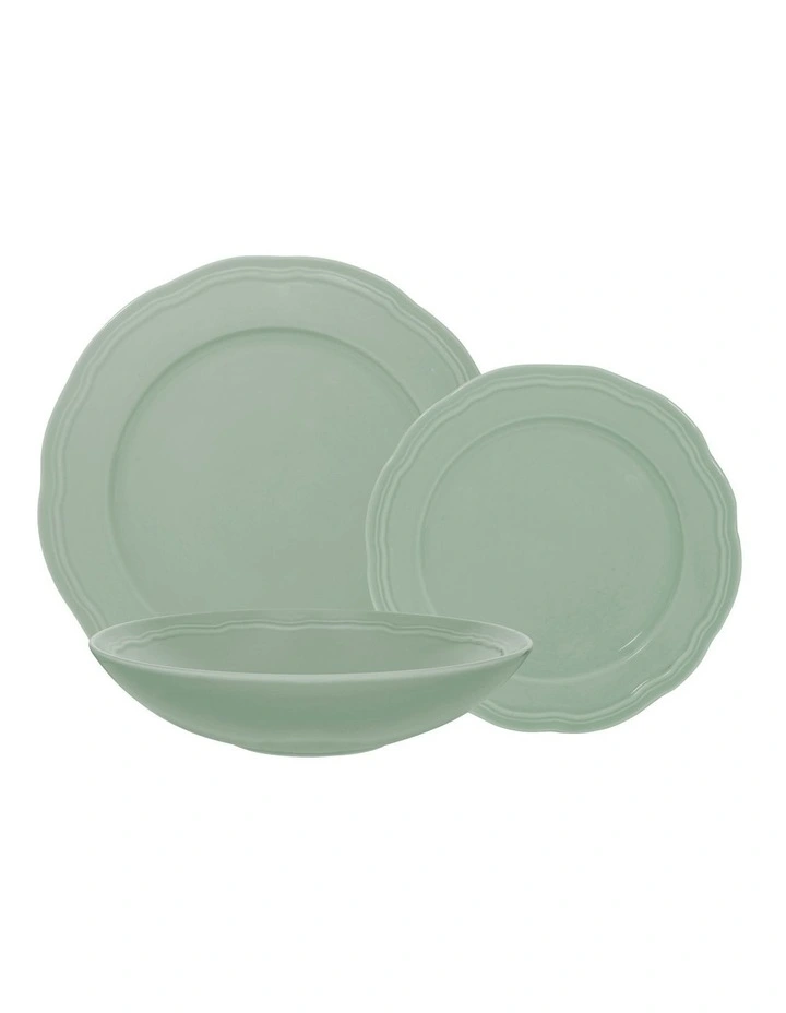 Florence Scallop Rim Dinner Set 12 Piece Gift Boxed in Light Green image 1