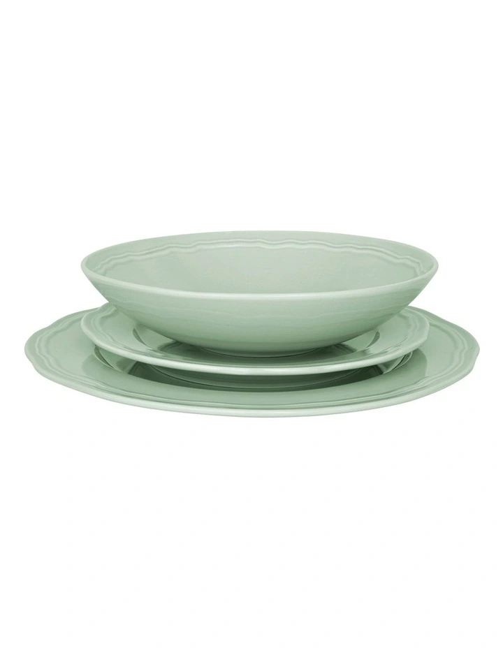 Florence Scallop Rim Dinner Set 12 Piece Gift Boxed in Light Green image 2
