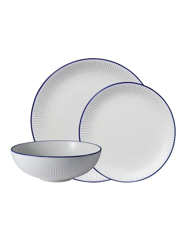 Cafe Blue Coupe 12 Piece Dinner Set Gift Boxed in White/Blue image 1