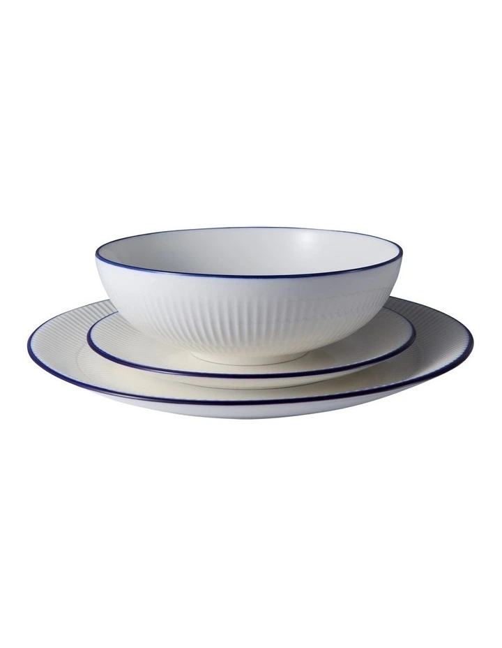 Cafe Blue Coupe 12 Piece Dinner Set Gift Boxed in White/Blue image 2