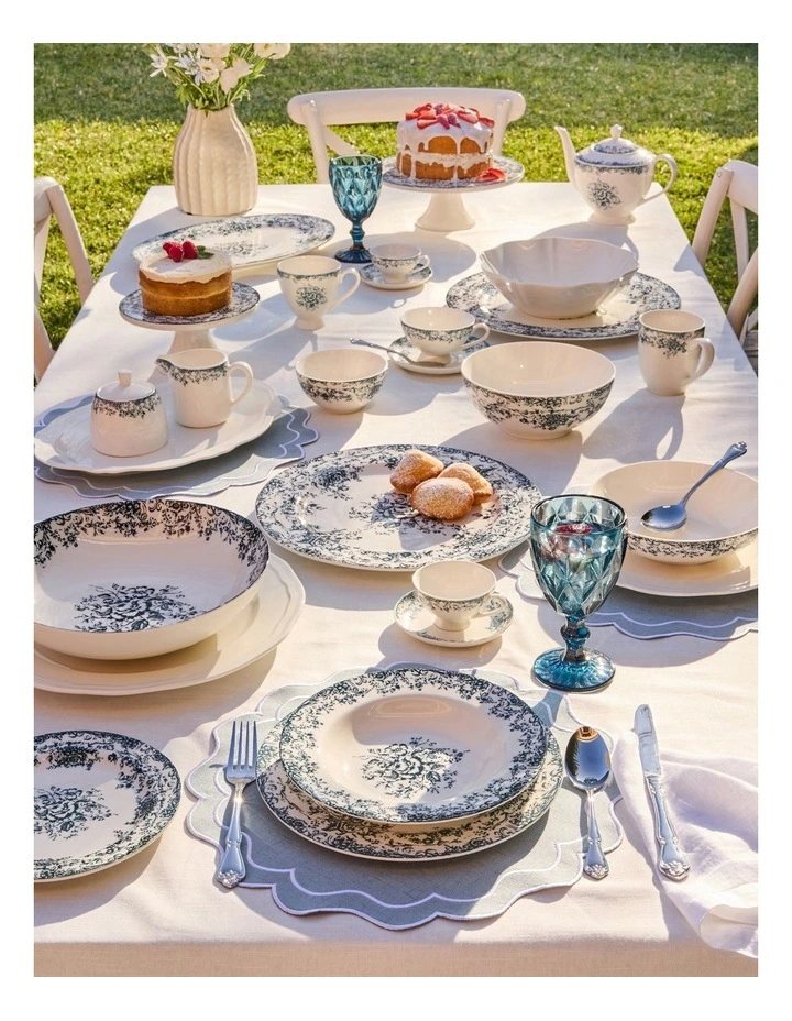 Rosetta Coupe Dinner Set 12 Piece Gift Boxed in Antique Blue image 4