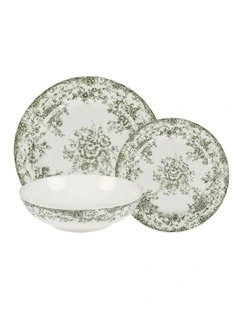 Rosetta Coupe Dinner Set 12 Piece in Antique Green
