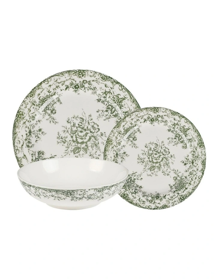 Rosetta Coupe Dinner Set 12 Piece in Antique Green image 1