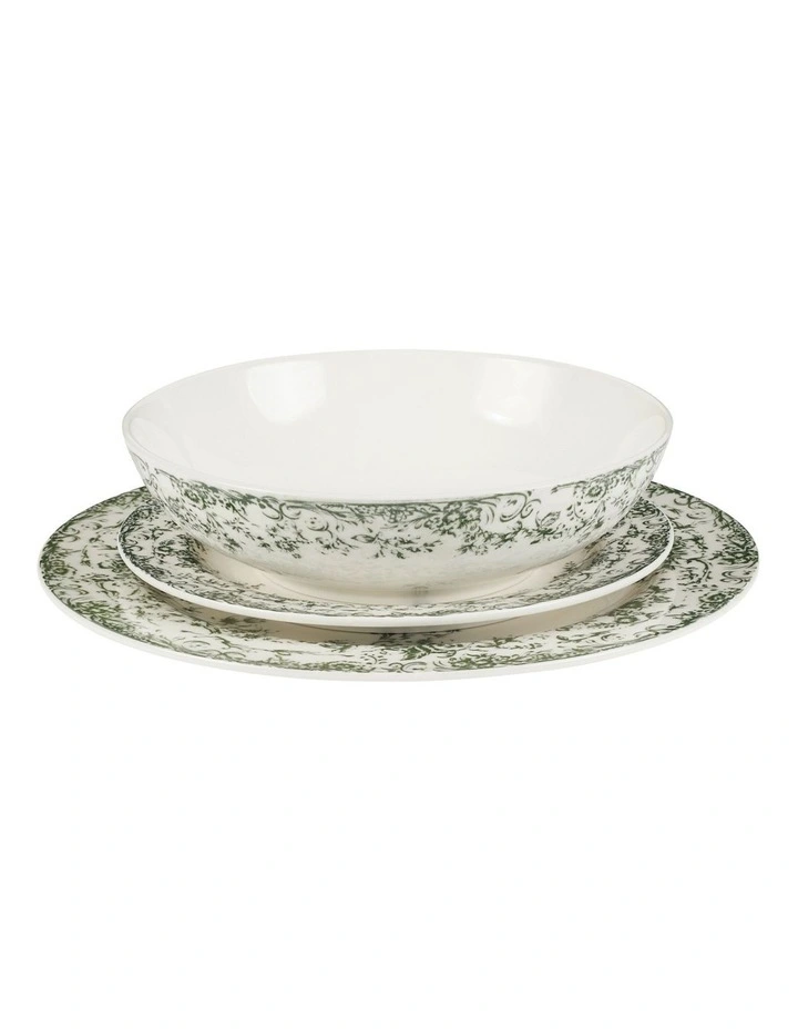 Rosetta Coupe Dinner Set 12 Piece in Antique Green image 2