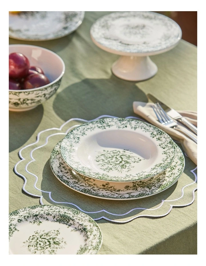 Rosetta Coupe Dinner Set 12 Piece in Antique Green image 3