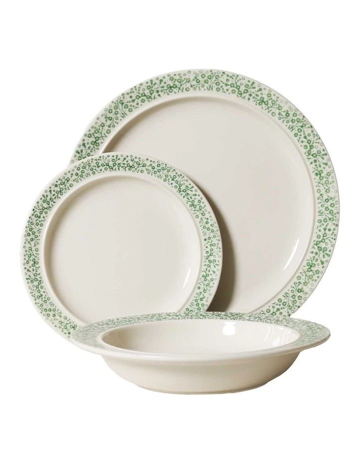 Willowfield Dinner Set 12 Piece in Vintage White/Green image 1