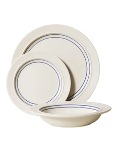 Blue Horizon Dinner Set 12 Piece in Ivory White/Navy