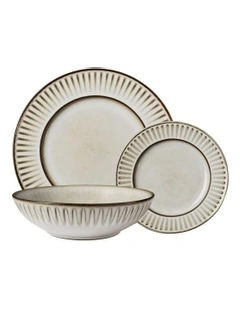 Leros Rim Dinner Set Gift Boxed 12 Piece in Mocha
