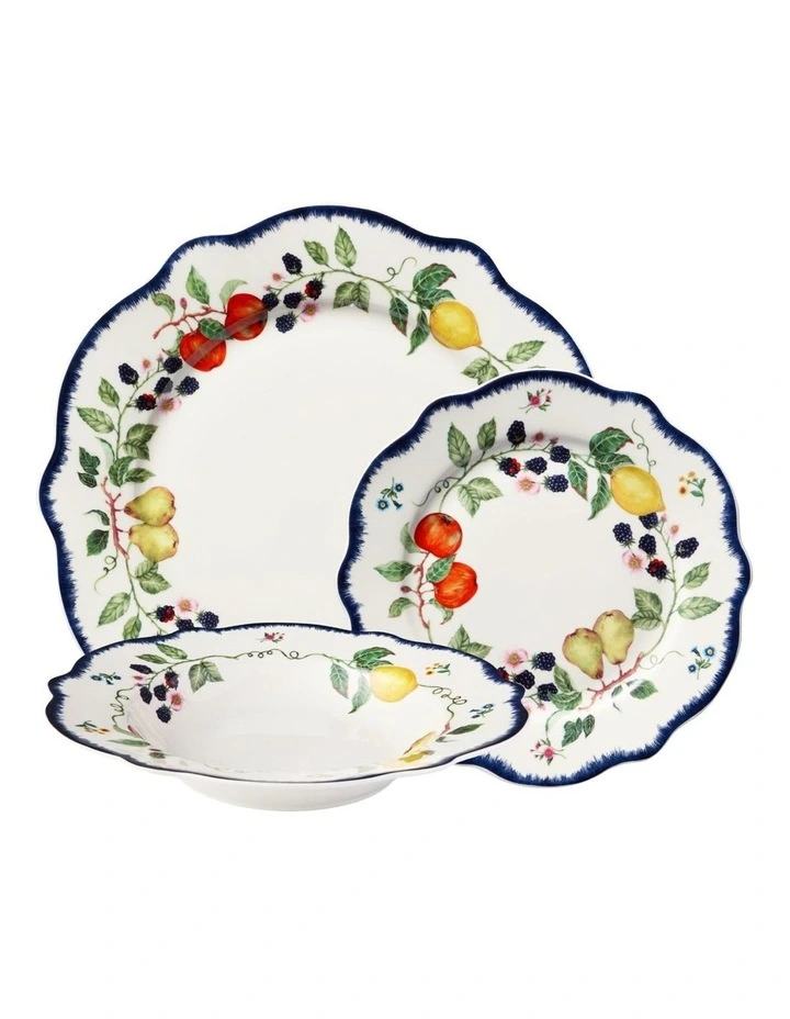 Frutta Scallop Rim 12 Piece Dinner Set Gift Boxed in Multi image 1
