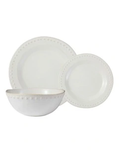 Punto Rim 12 Piece Dinner Set in Ecru