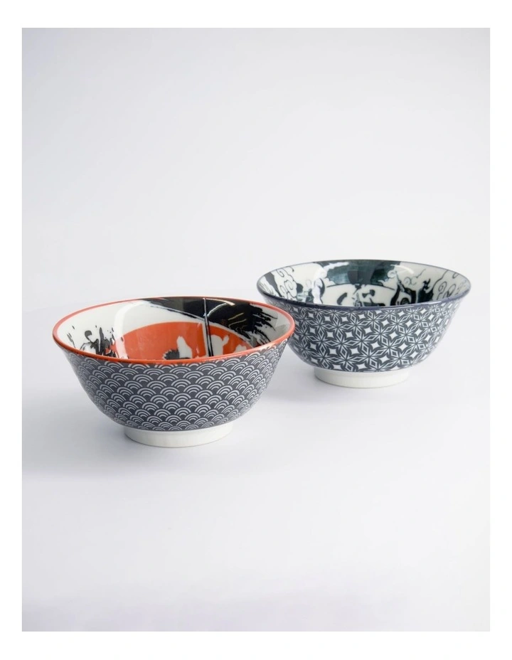 Asakusa Tayo Bowl 2pc With Chopsticks Samurai Gift Boxed image 3