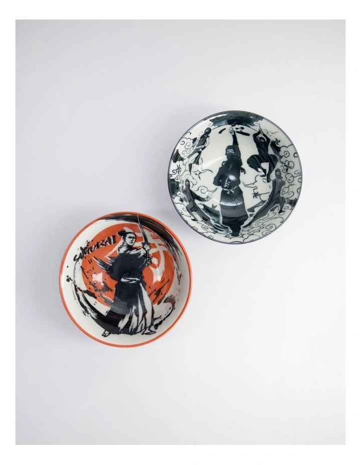 Asakusa Tayo Bowl 2pc With Chopsticks Samurai Gift Boxed image 6