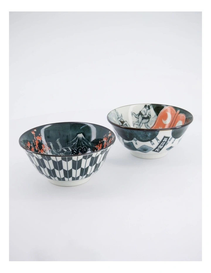 Asakusa Tayo Bowl 2pc With Chopsticks Kabuki Gift Boxed image 3