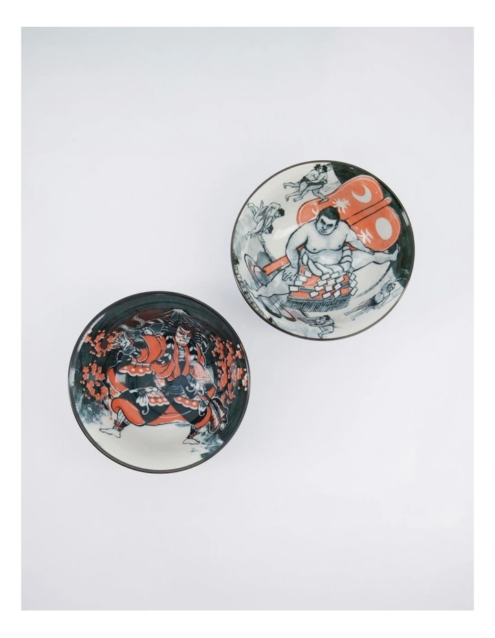 Asakusa Tayo Bowl 2pc With Chopsticks Kabuki Gift Boxed image 6
