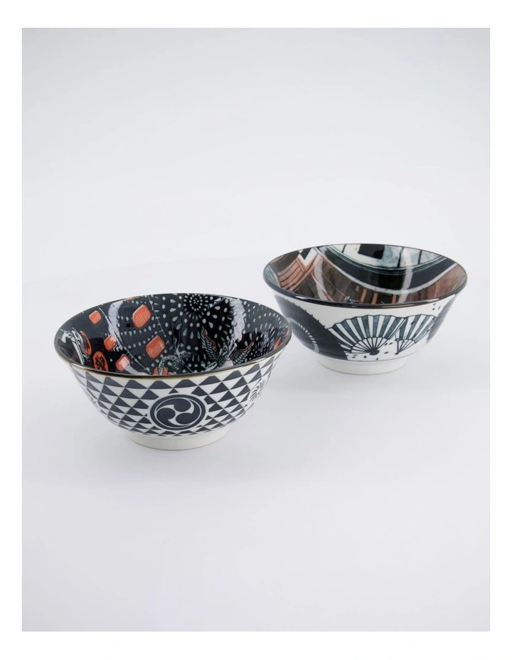 Asakusa Tayo Bowl 2pc With Chopsticks Geisha Gift Boxed image 3