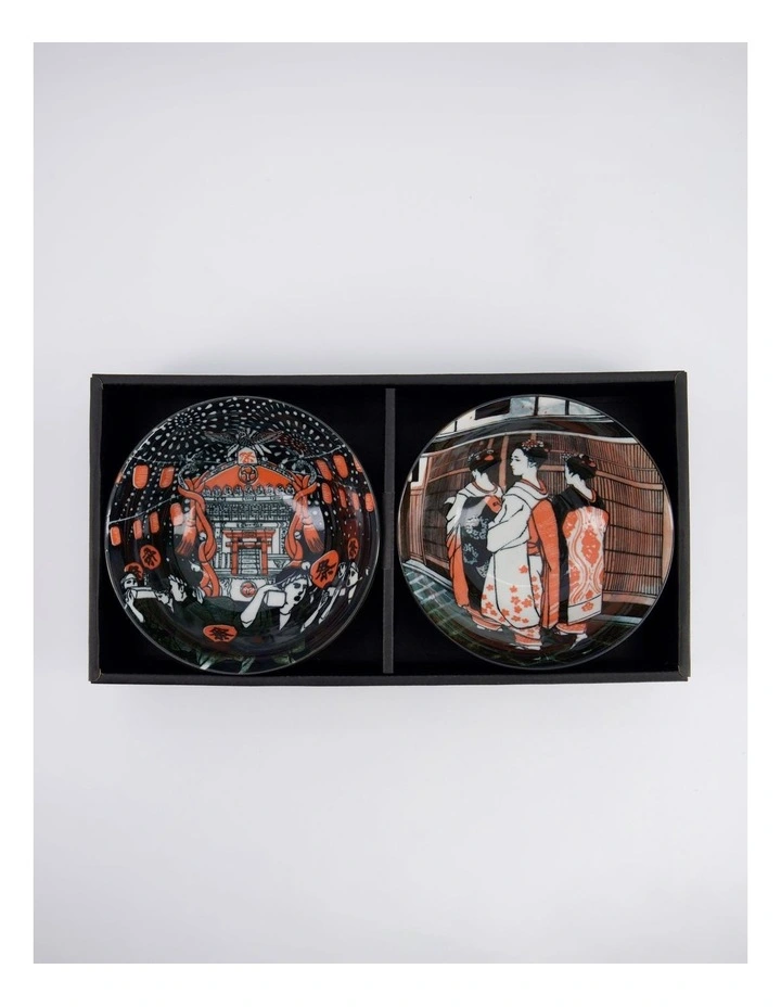 Asakusa Tayo Bowl 2pc With Chopsticks Geisha Gift Boxed image 5