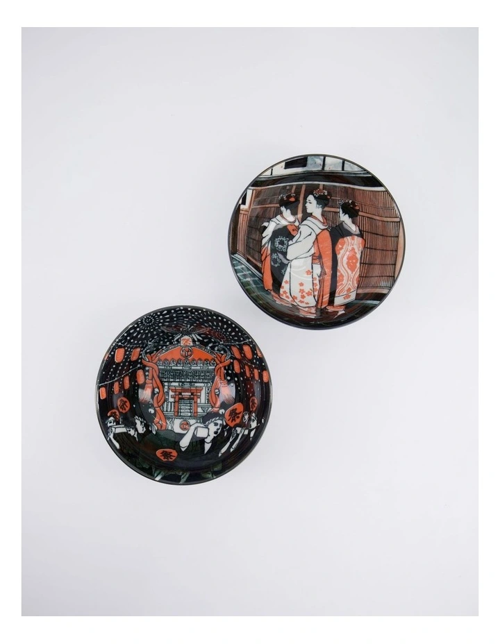 Asakusa Tayo Bowl 2pc With Chopsticks Geisha Gift Boxed image 6