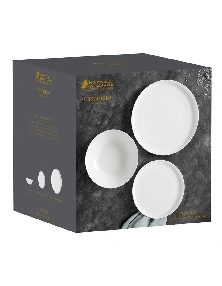 Cashmere Mansion High Rim Dinner Set 12 Piece in White image 6