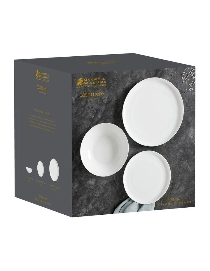 Cashmere Mansion High Rim Dinner Set 12 Piece in White image 6
