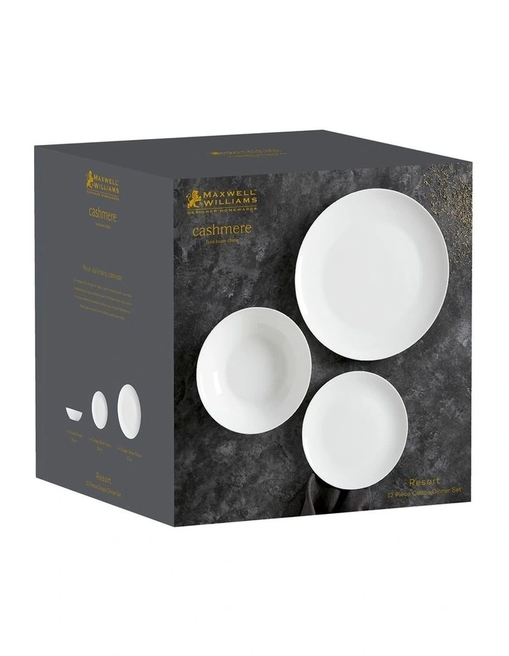 Cashmere Resort 12 Piece Coupe Dinner Set in White image 6