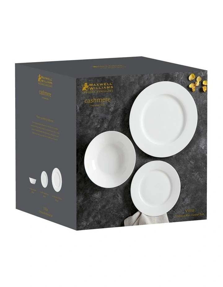 Cashmere Villa Rim Dinner Set 12 Piece in White image 6