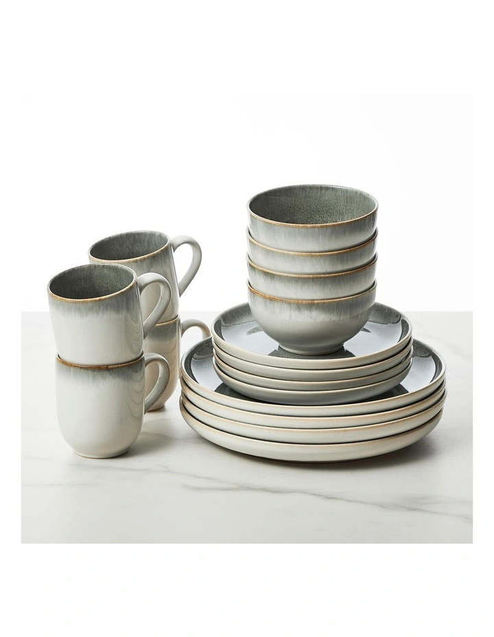 Nova Reactive Stoneware 16 Piece Dinner Set in Olive image 2