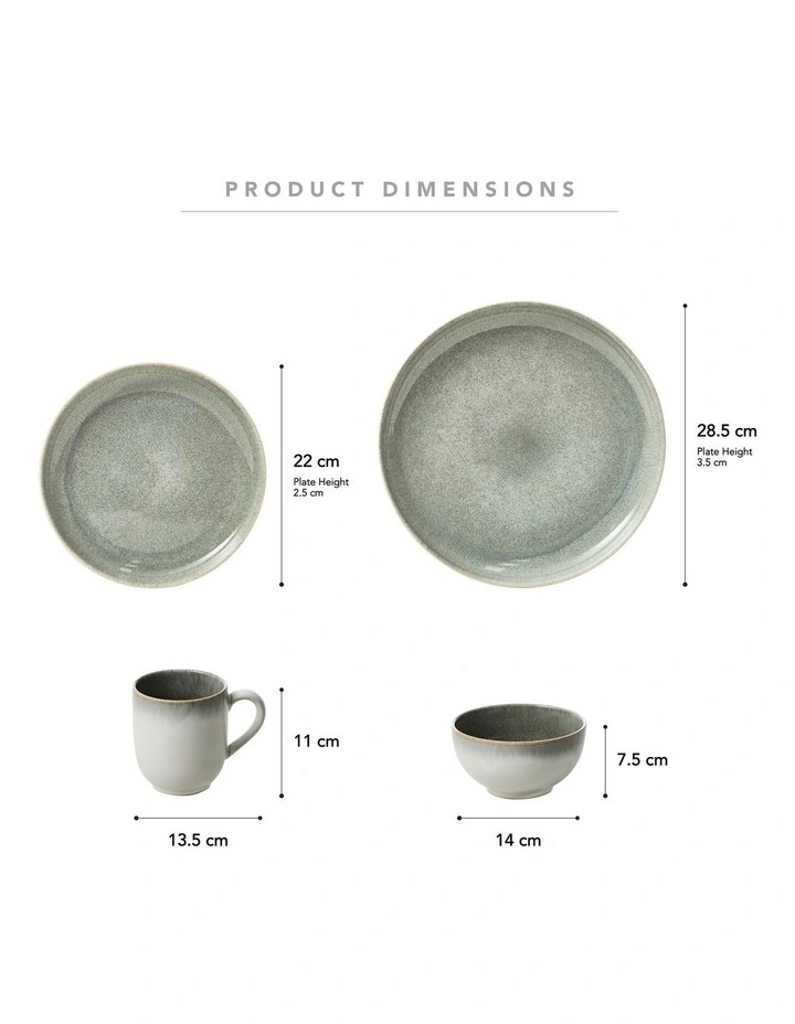 Nova Reactive Stoneware 16 Piece Dinner Set in Olive image 7
