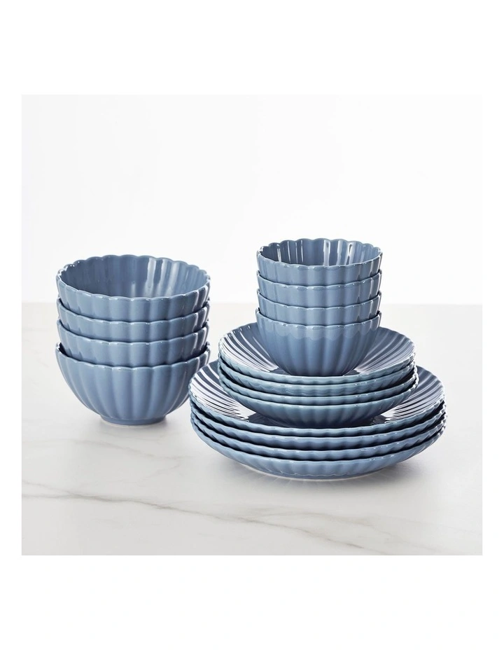 Stoneware Scalloped 16-Piece Dinner Set in Navy image 2