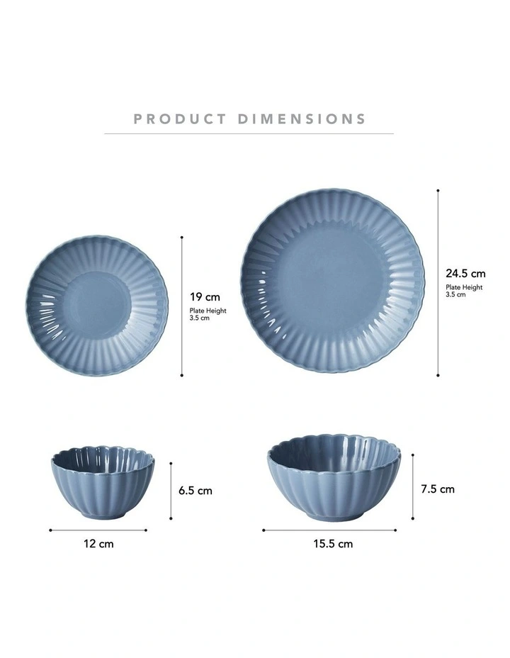 Stoneware Scalloped 16-Piece Dinner Set in Navy image 3