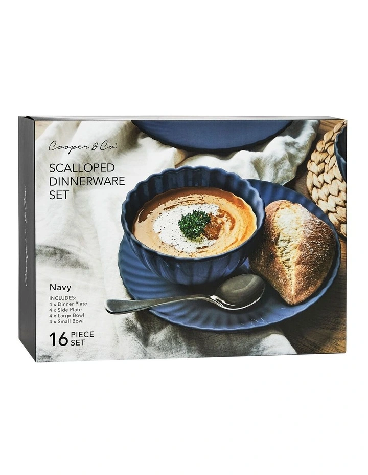 Stoneware Scalloped 16-Piece Dinner Set in Navy image 4