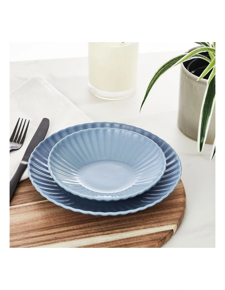 Stoneware Scalloped 16-Piece Dinner Set in Navy image 5