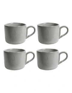 Coffee Time Mug Set of 4 in Grey Smoke