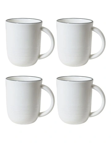 Hampton Mug Set of 4 in White/Green