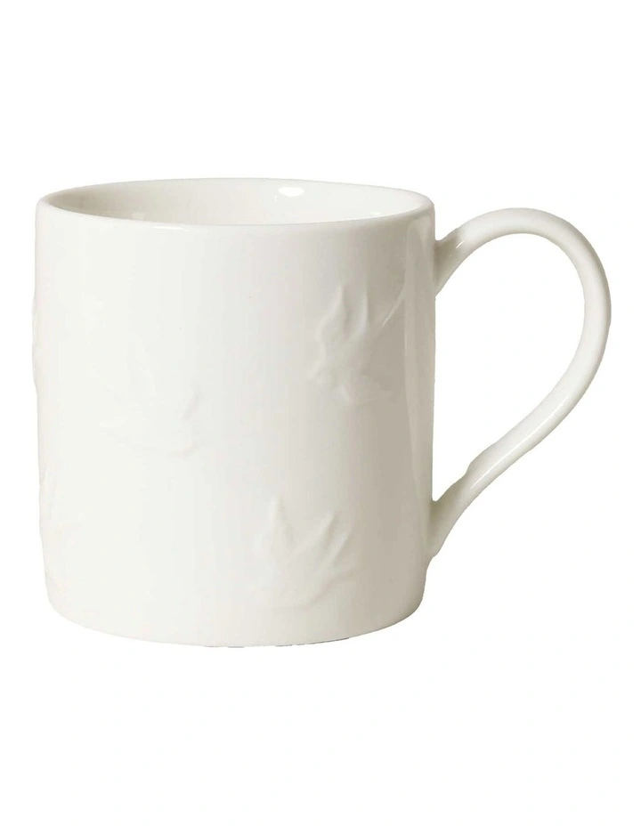 Motif Embossed Mug 350ml Set of 4 in White image 1