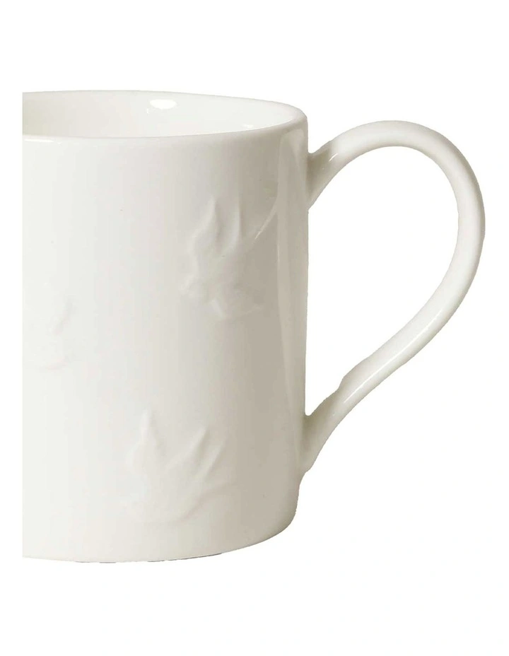 Motif Embossed Mug 350ml Set of 4 in White image 3