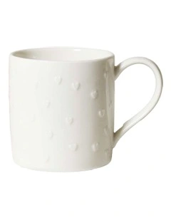 Motif Embossed Mug 350ml Set of 4 in White